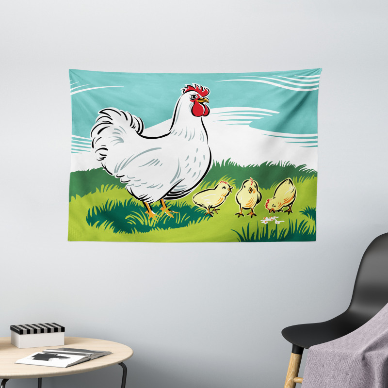 Animal Cartoon Wide Tapestry