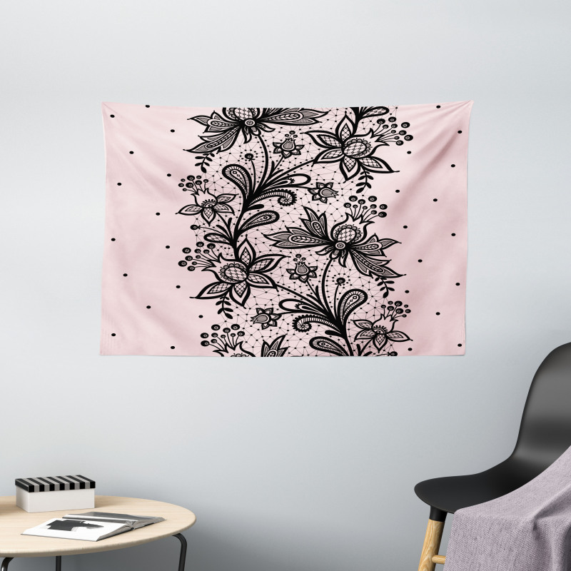 Botanical Lace Look Motif Wide Tapestry