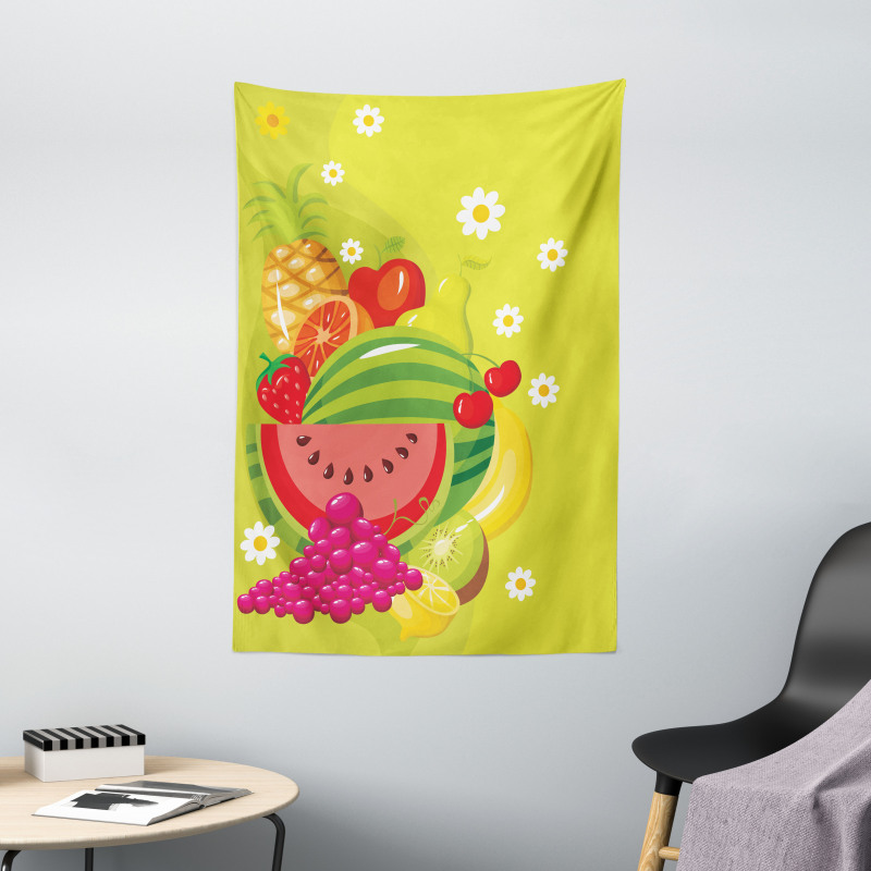 Cartoon Natural Food Daisies Tapestry