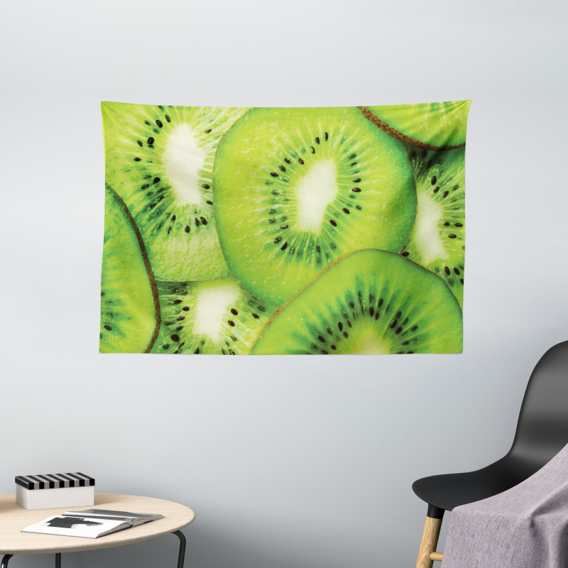 Macro Exotic Fruits Slices Wide Tapestry