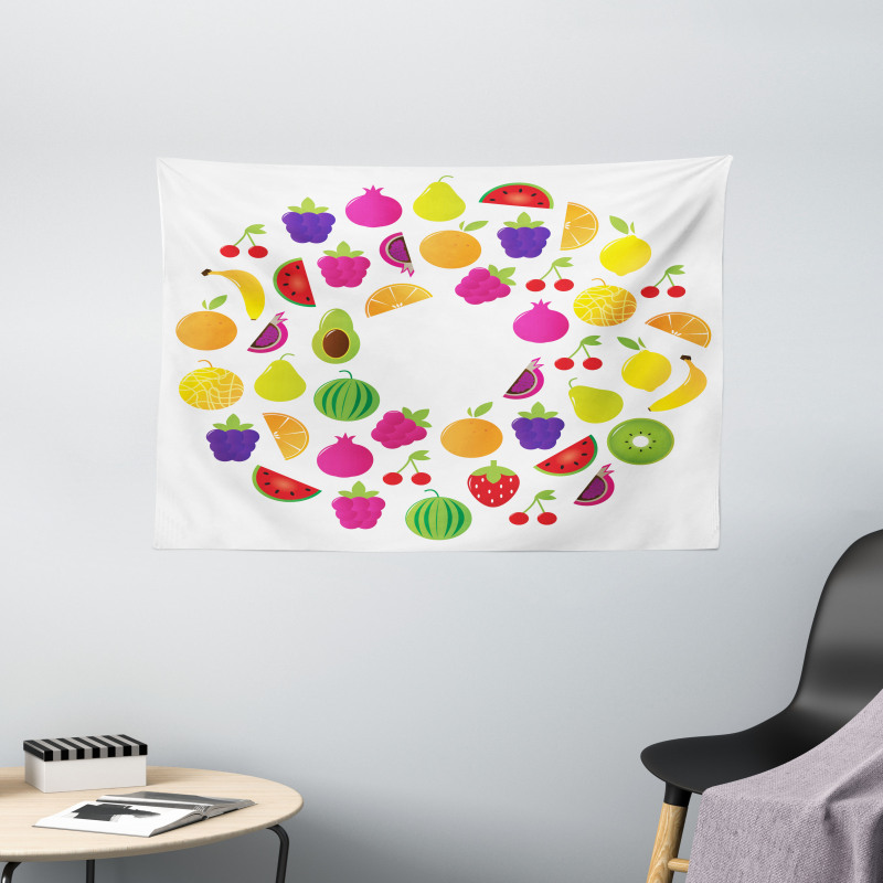 Tasty Circle of Organic Food Wide Tapestry