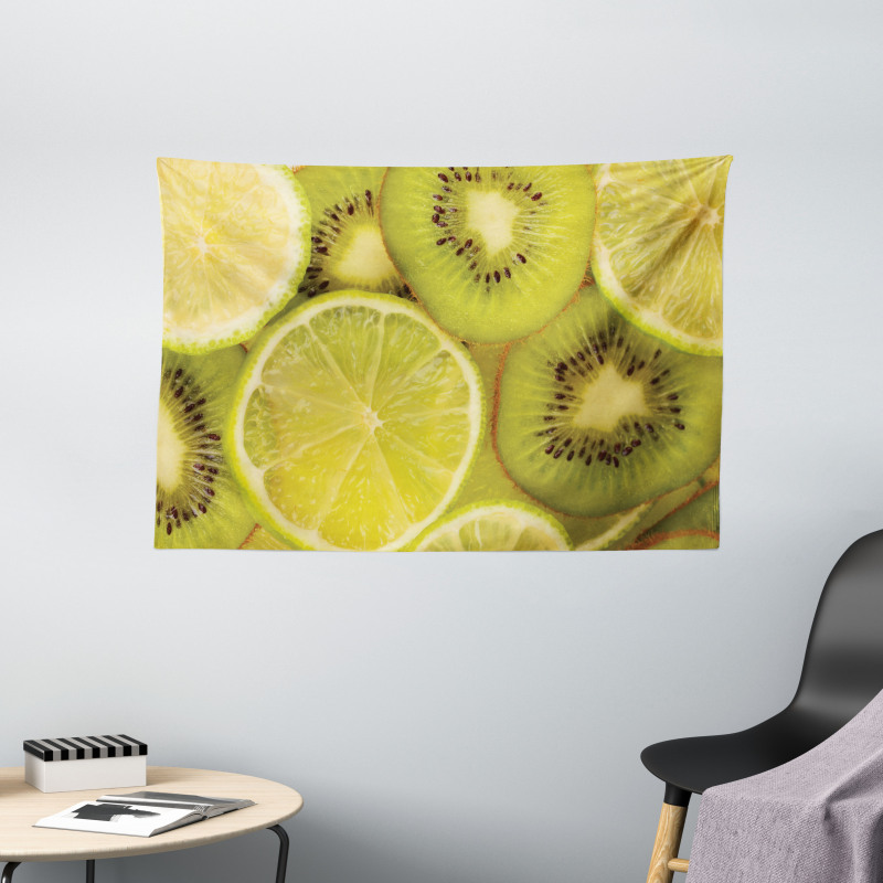 Close up Exotic Fruit and Lime Wide Tapestry