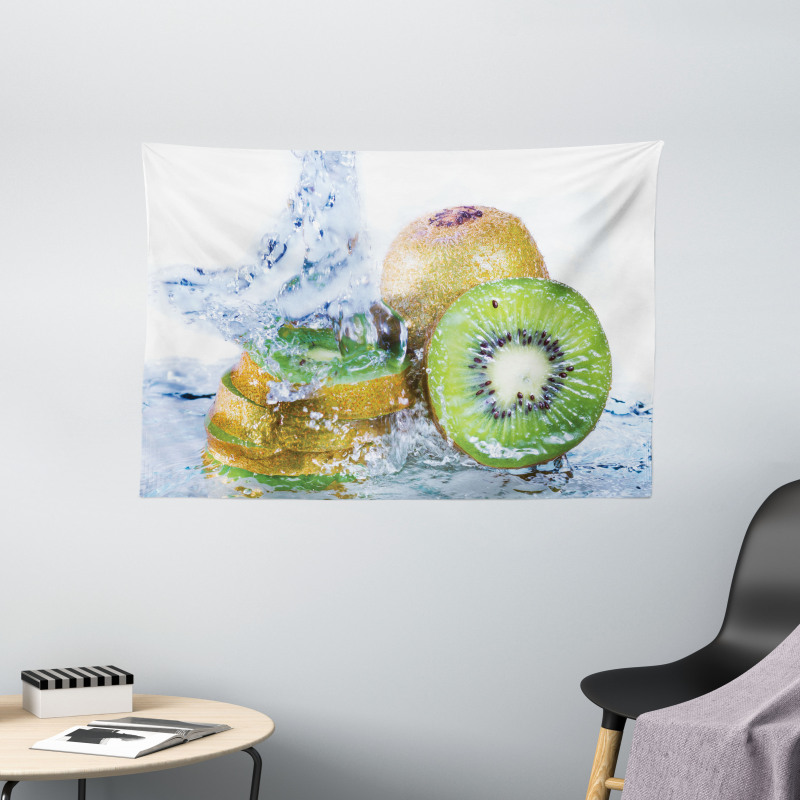 Photo of Water Splash on Fruit Wide Tapestry