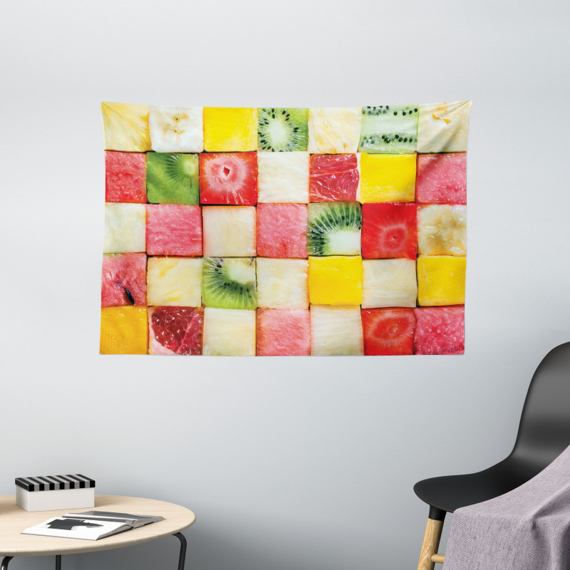 Square Slices of Fresh Food Wide Tapestry