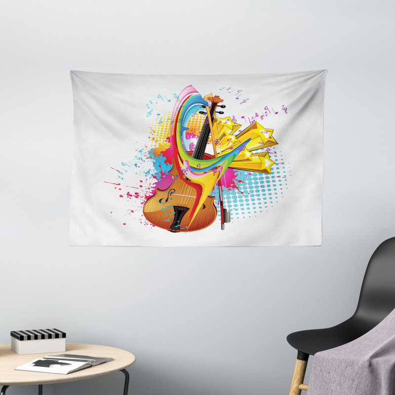 Creative String Instrument Wide Tapestry