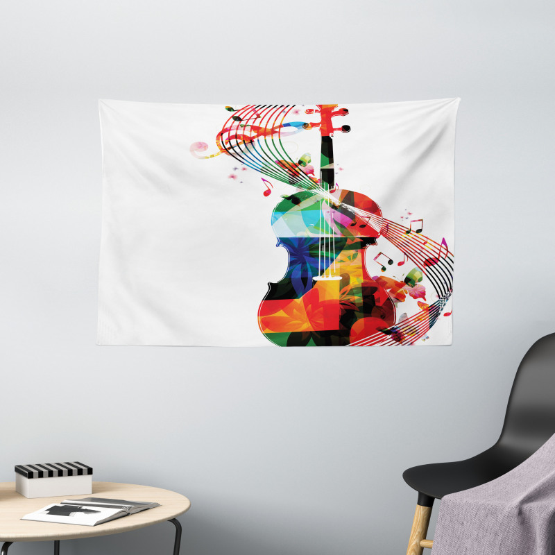 Cheerful String Instrument Wide Tapestry