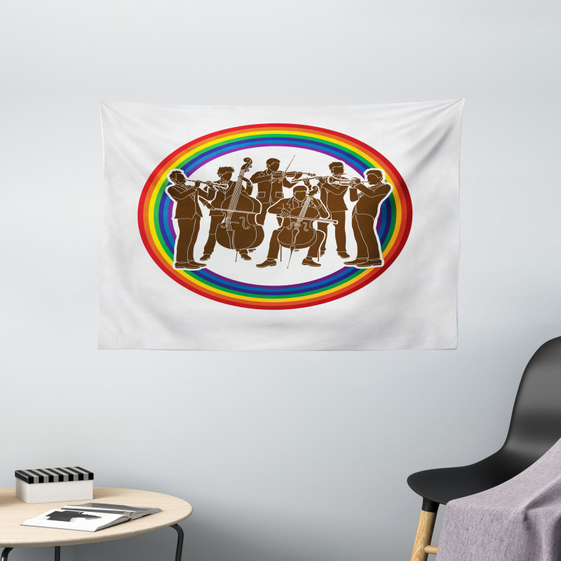 Musicians in Rainbow Circle Wide Tapestry