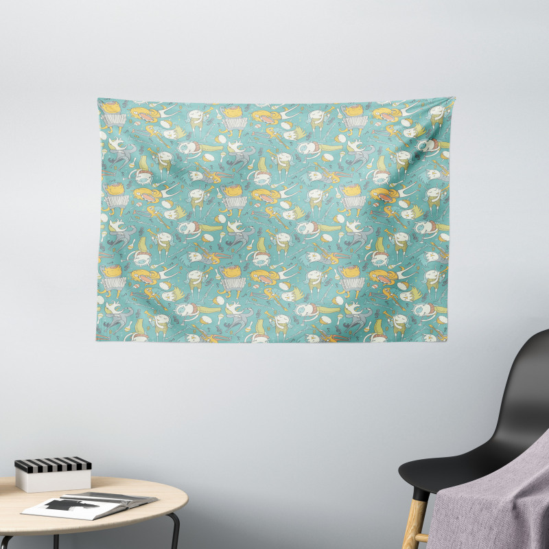 Musician Monsters Wide Tapestry