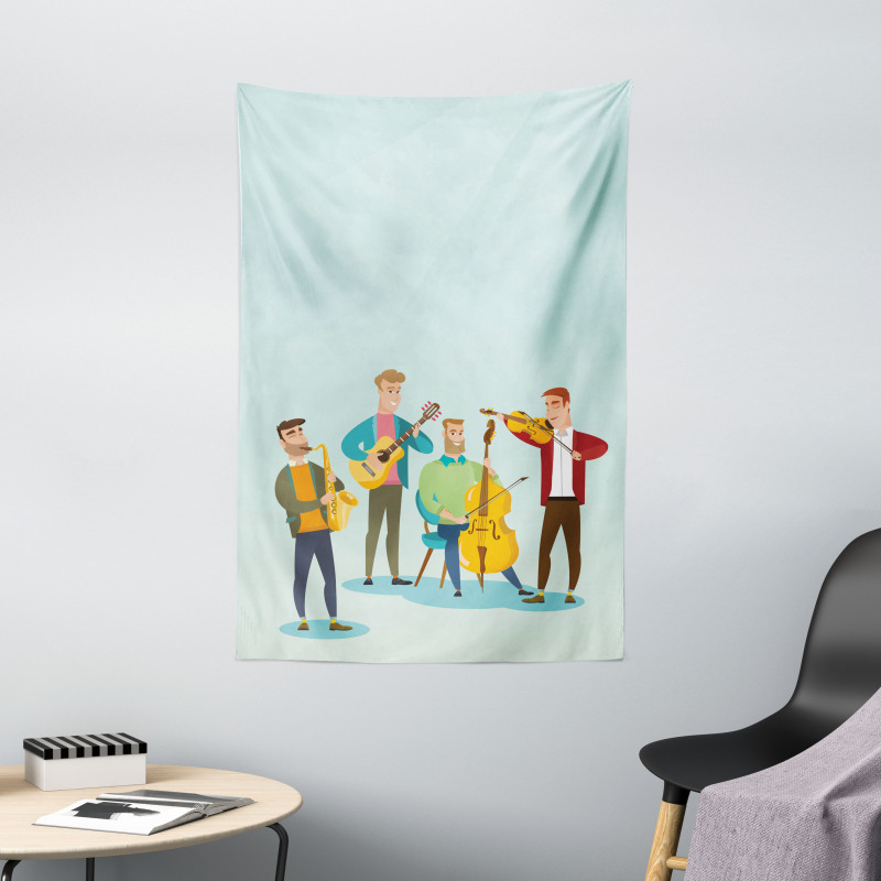 Cartoon Happy Band Concert Tapestry
