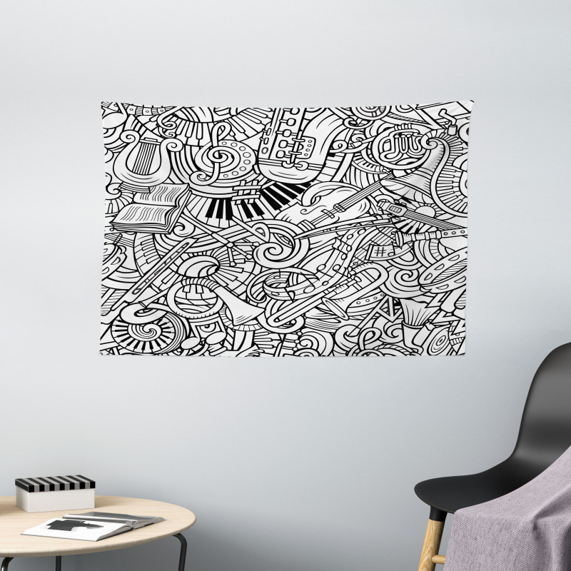 Chaotic Doodle Musical Wide Tapestry