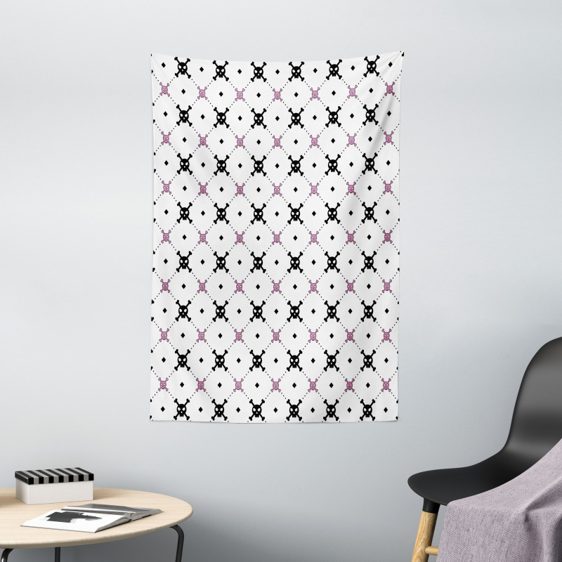 Black Girly Crossbones Tapestry