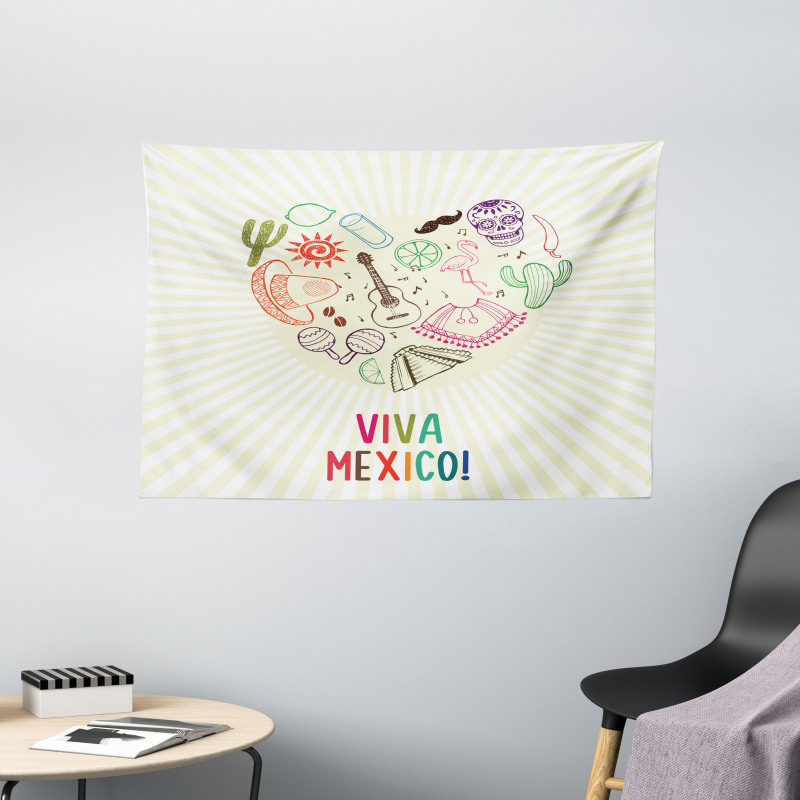 Viva Mexico Folklore Wide Tapestry