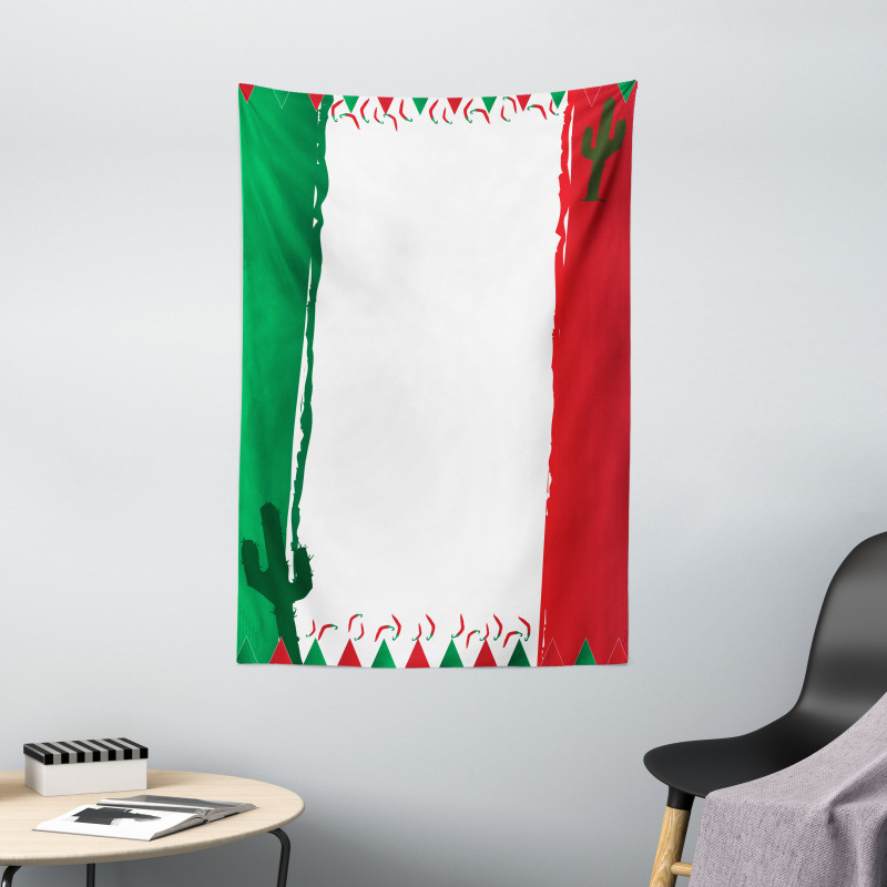 Mexican Colors Flags Cacti Tapestry