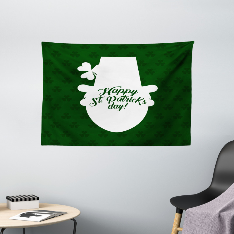 Leprechaun Hat and Clover Wide Tapestry