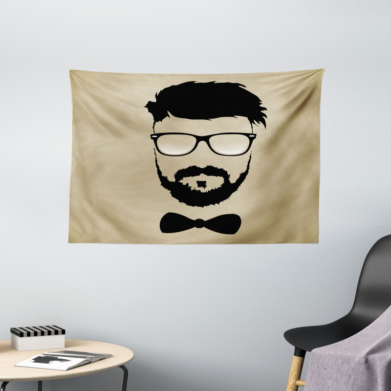 Hipster Boy Silhouette Wide Tapestry