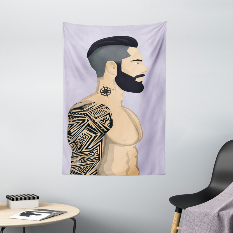 Muscular Boy with Tattoos Tapestry