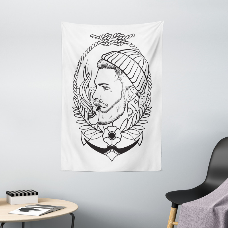 Outline Sailor with Pipe Tapestry