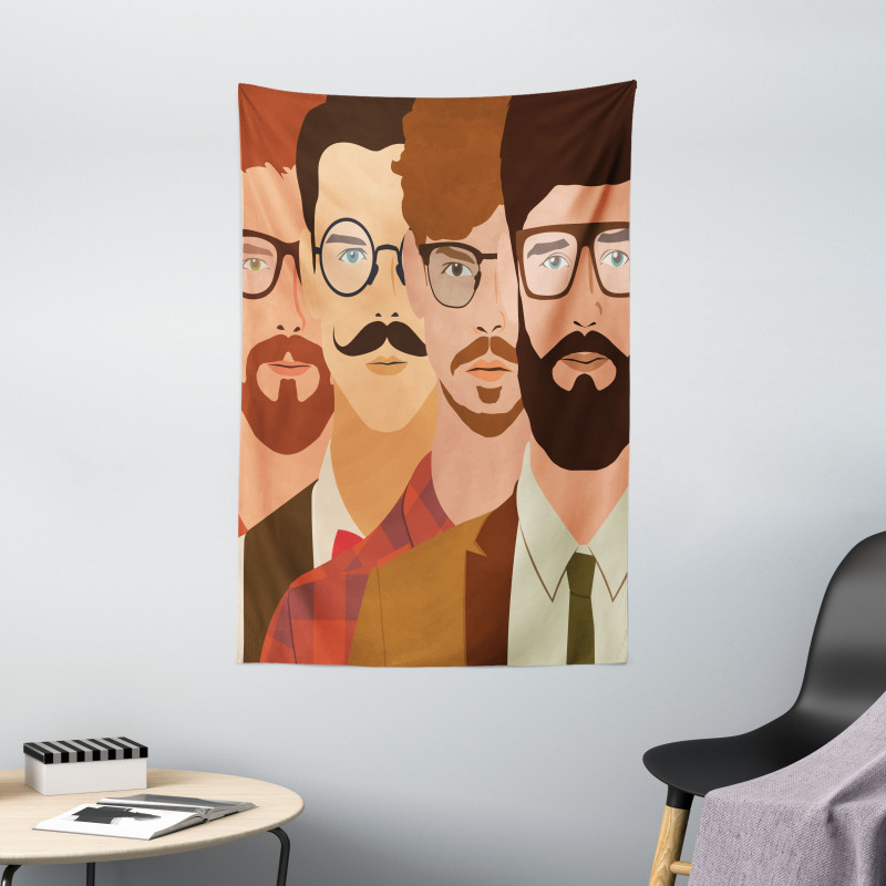 Male Hipster Characters Tapestry