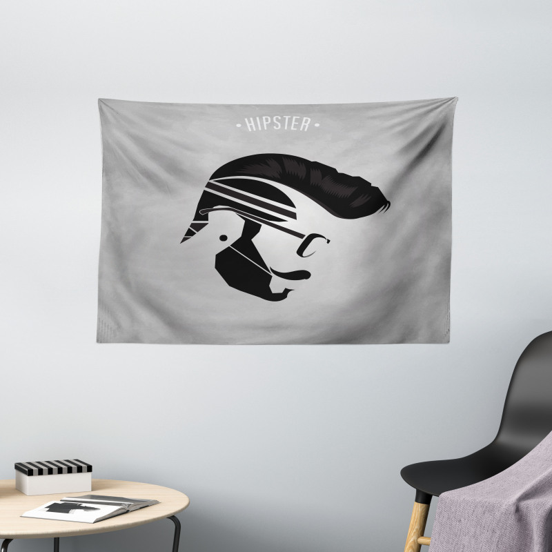 Male Hipster Art Wide Tapestry