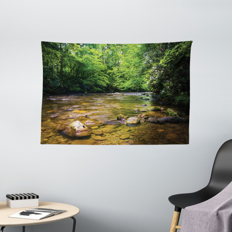 Oconaluftee River Photo Wide Tapestry