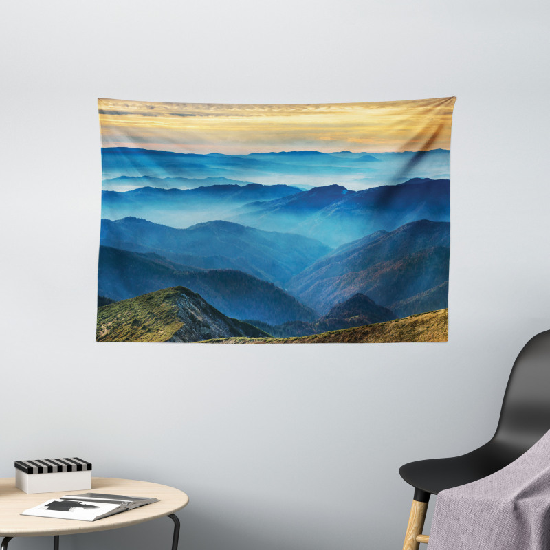 Blue Mountain Ridges Wide Tapestry