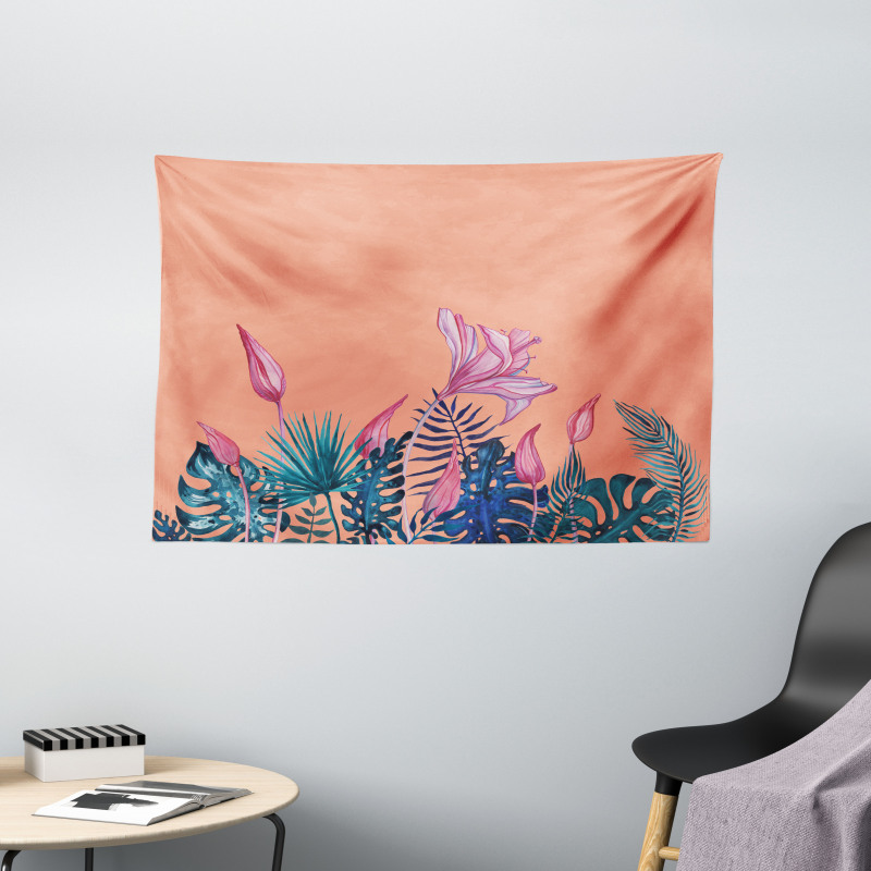 Exotic Monstera Floral Art Wide Tapestry