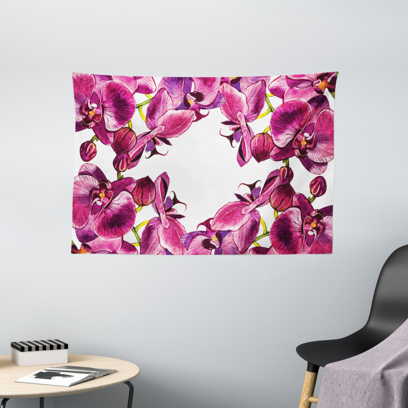 Fresh Spring Orchids Art Wide Tapestry