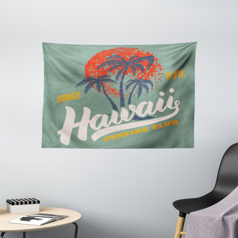 Surfing Club Logo Artwork Wide Tapestry