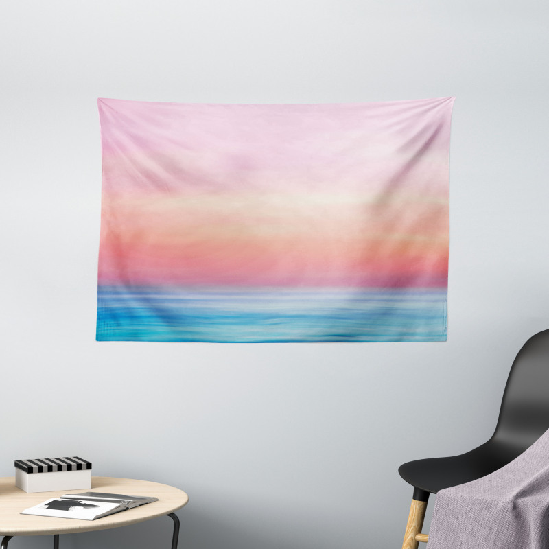 Ombre Sunset Calm Ocean View Wide Tapestry