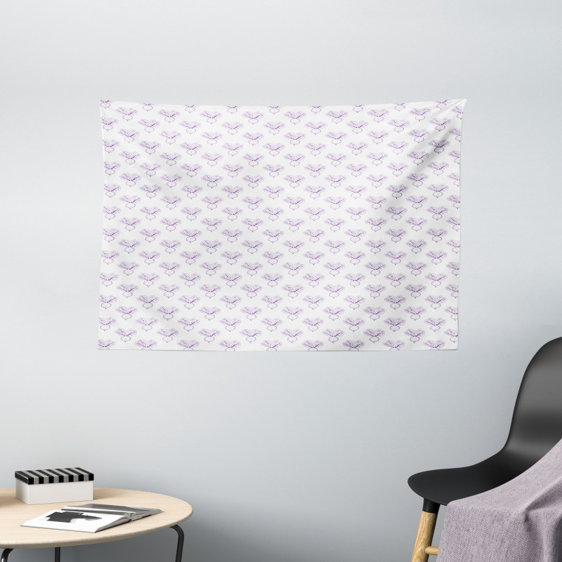 Monochrome Beet Pattern Wide Tapestry