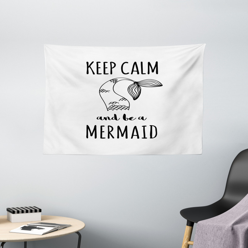 Be a Mermaid Text Tail Wide Tapestry