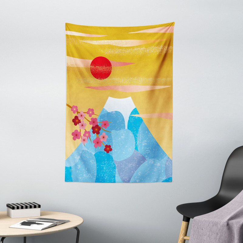 High Cliff Silhouette Flowers Tapestry