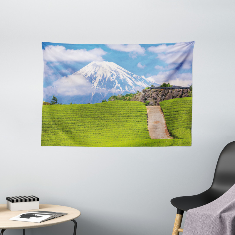 Tea Fields of Japan Meadow Wide Tapestry