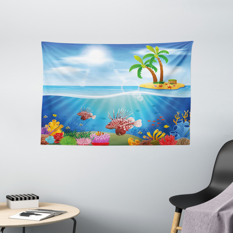 Lionfish and Coral Reefs Wide Tapestry