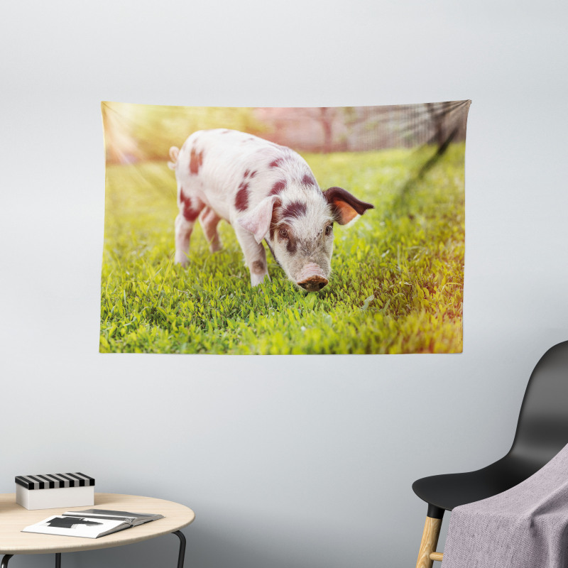 Baby Pig with Spots Wide Tapestry