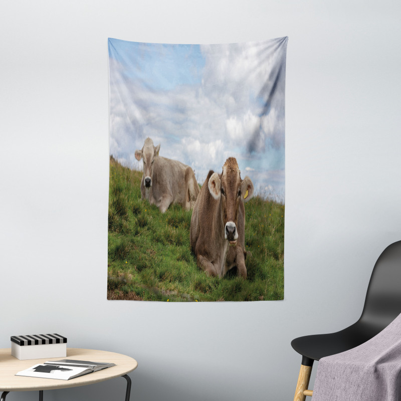 Resting Cows and Sky Tapestry