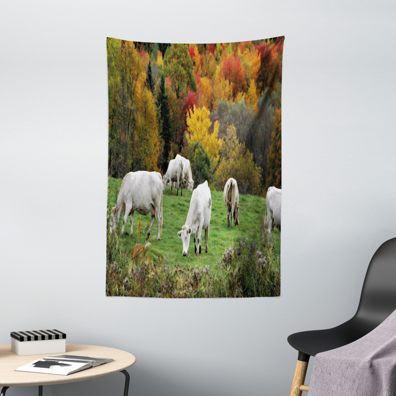 Cows on Autumn Hill Tapestry