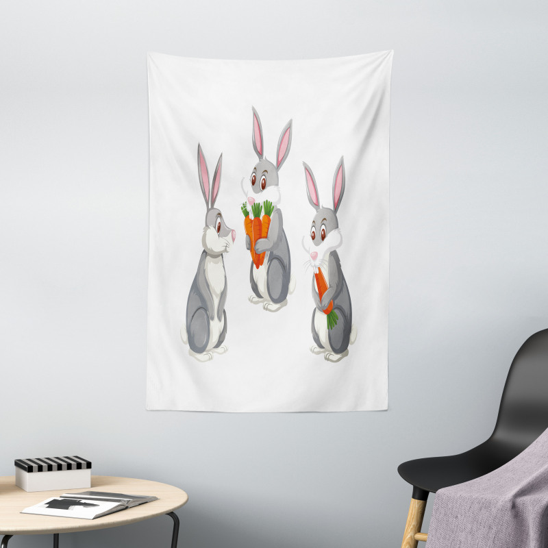 Funny Rabbit Cartoon Tapestry