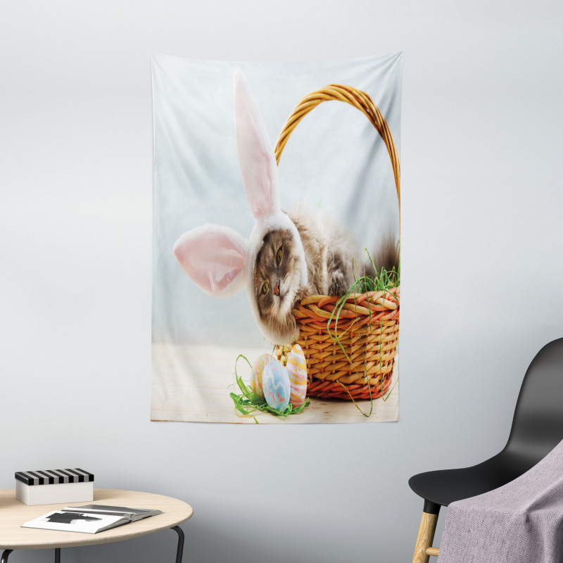 Cat as Easter Rabbit Tapestry