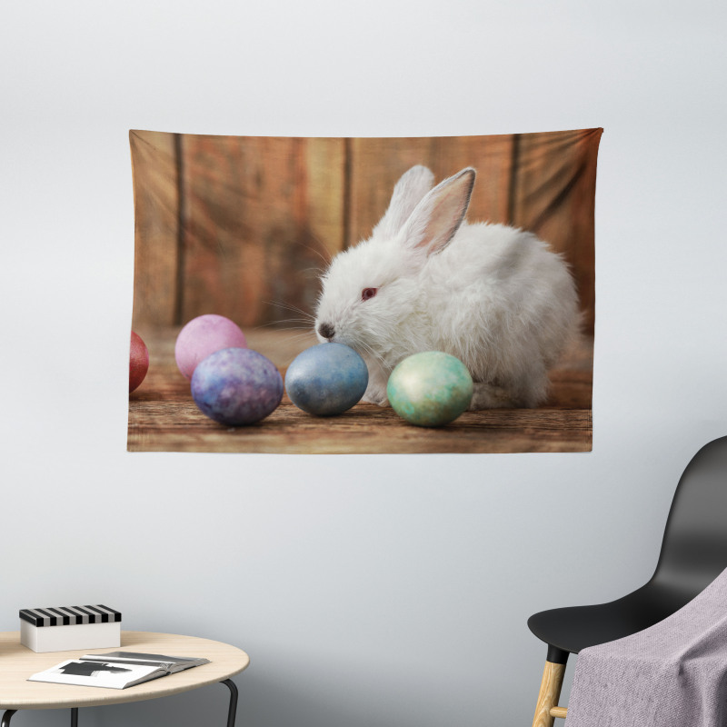 Rustic Egg Coloring Wide Tapestry