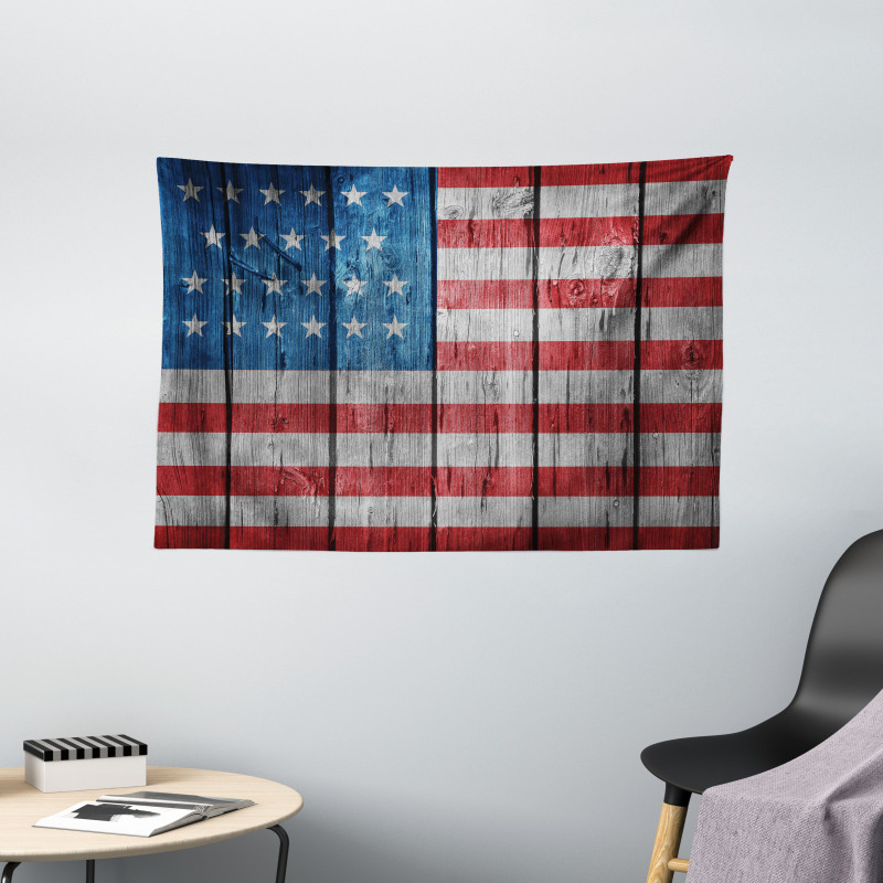Worn Style American Flag Wide Tapestry