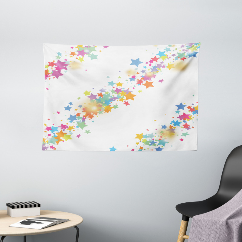 Colorful Cheery Cartoon Art Wide Tapestry