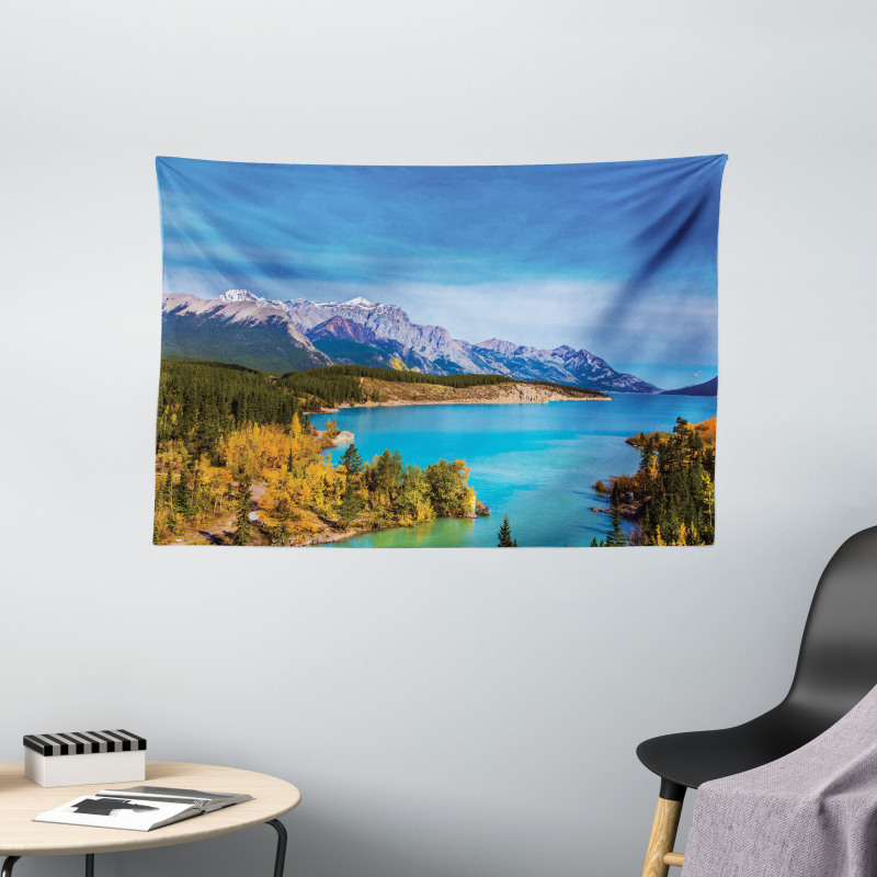 Abraham Lake Shore Photo Wide Tapestry