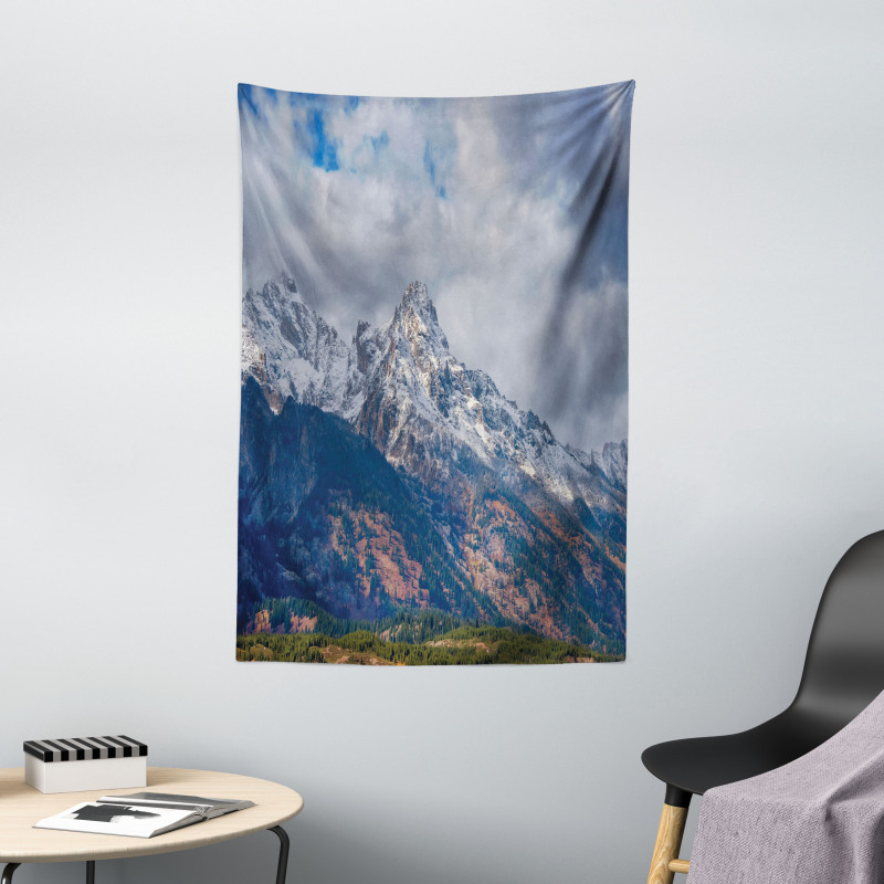 Snowy Scene Grand Teton Tapestry