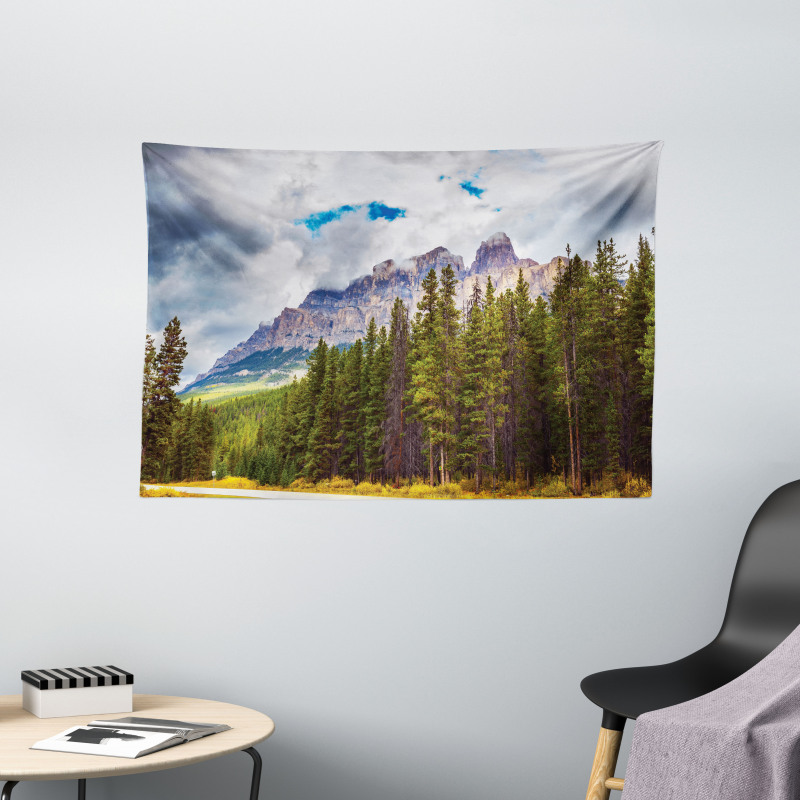 Majestic Mountains Scene Wide Tapestry