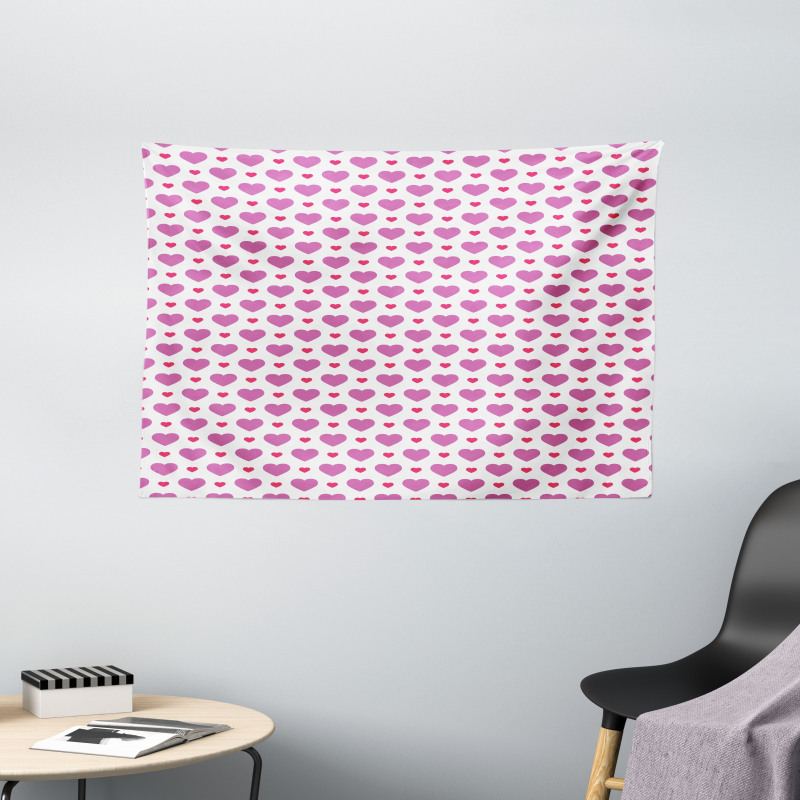 Simplistic Hearts Wide Tapestry