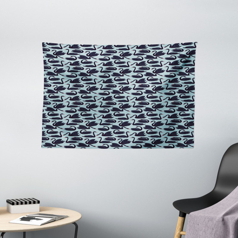 Long Necked Aquatic Bird Wide Tapestry