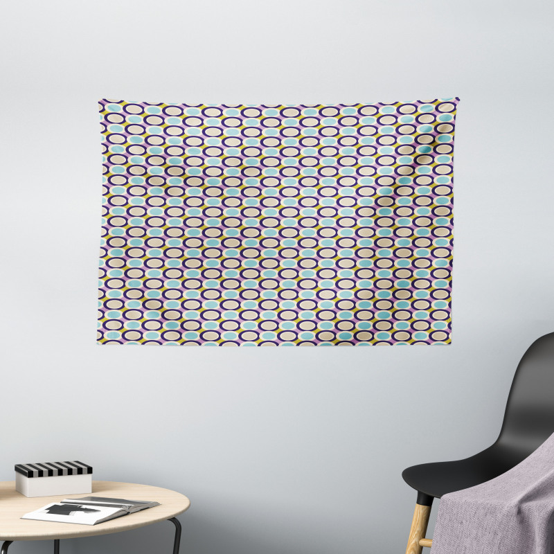 Nostalgic Groovy Rounds Wide Tapestry