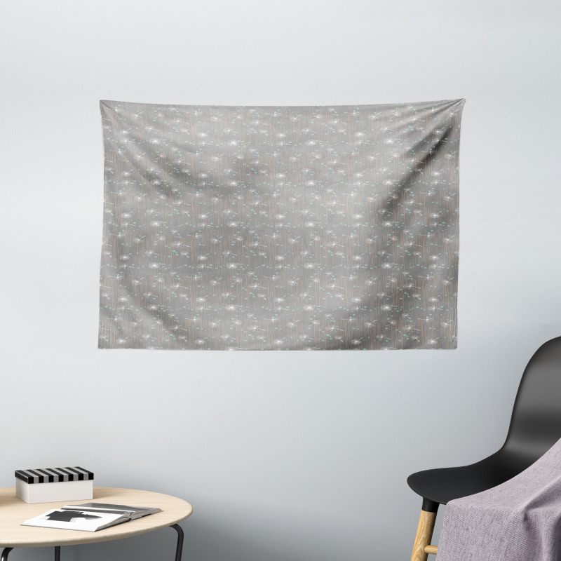 Dots Lines and Dandelions Wide Tapestry