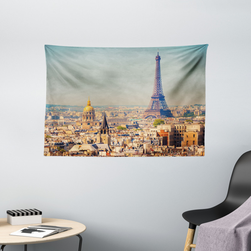 Cityscape of Paris Wide Tapestry